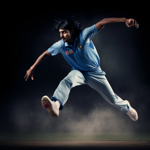 Indian cricket bowler in action  ?