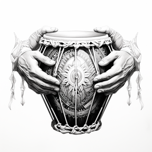 Detailed Indigenous Hand Drum Coloring Page