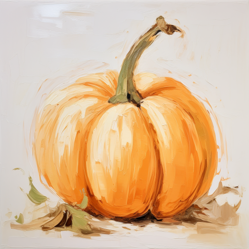 Artistically Painted Pumpkin on Beige Background