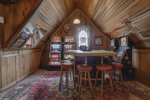 Antique slot machine in speakeasy