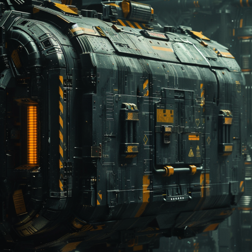 Closeup Industrial Spaceship Dark Yellow Closeup Industrial Spaceship Dark Yellow