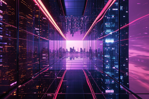 Infinite Mirrors of Cyber City Skyline