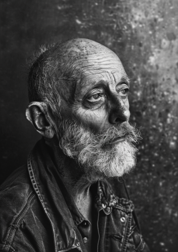 Creepy black and white human portrait