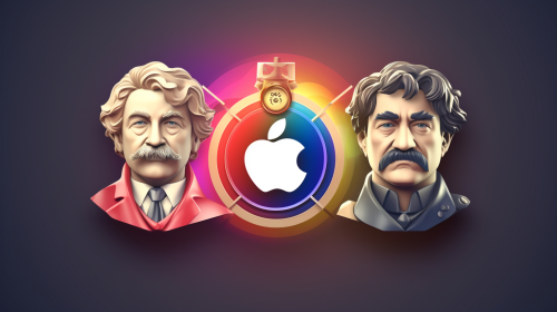 Instagram logo with historic figures and symbolic elements