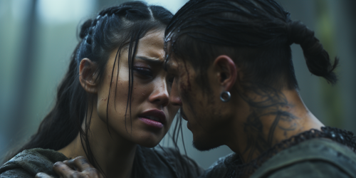 Barbarian and vampire fight over Pandora's Box