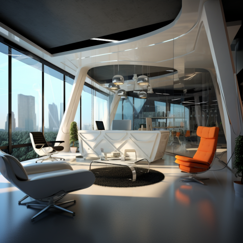 Modern design office with glass partitions