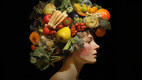 Artistic depiction of woman using iPhones