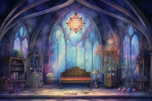 Beautiful healing chamber with iridescent watercolor art