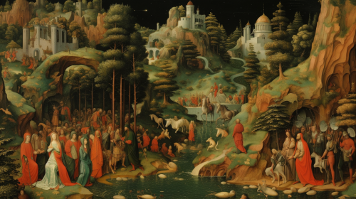 Vibrant Italian Medieval Art with Religious Themes