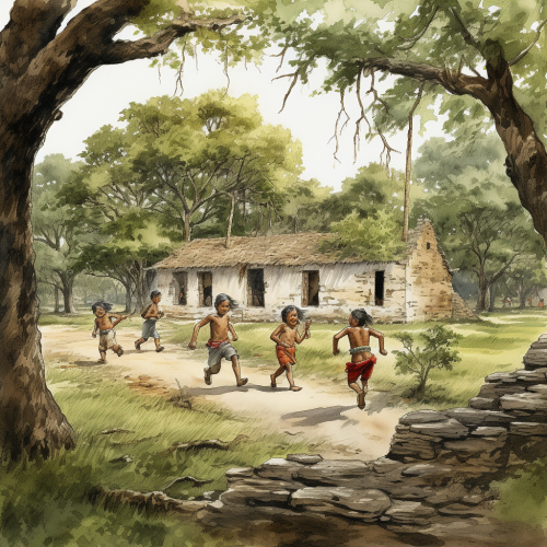 Drawing of jacal in Colonial San Antonio