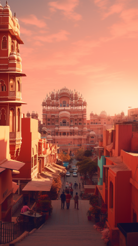 Jaipur cityscape in raw style