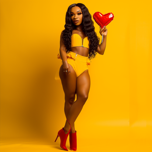 Jamaican woman holding love like weapon