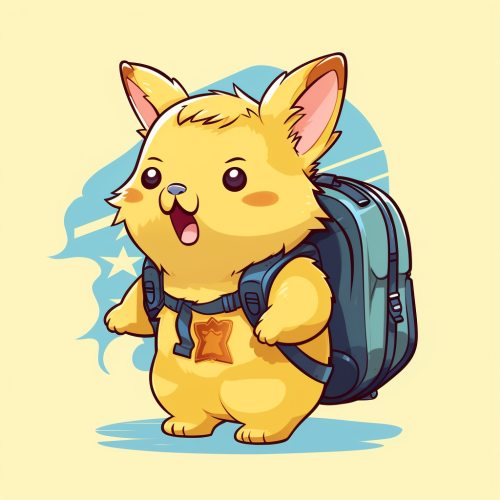 Cute American Pika howling with backpack