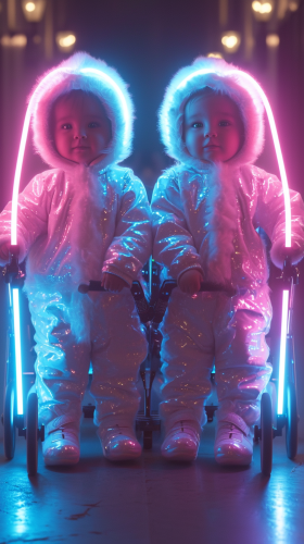 Japanese babies dancing with pen lights