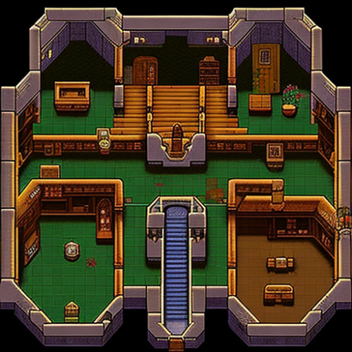 Japanese Castle Interior in Pixel Art