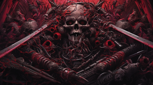 Vibrant Japanese Death Metal Fusion Artwork