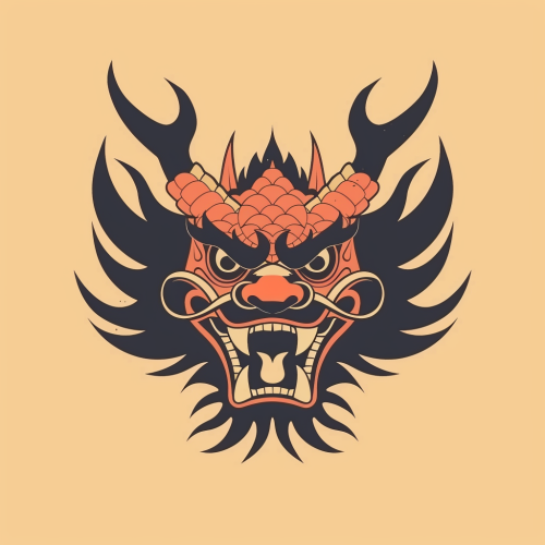 Minimal Japanese Dragon Mask Logo