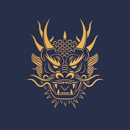 Minimal Japanese Dragon Mask Logo