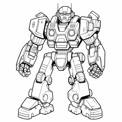 Coloring page of a Japanese robot mecha