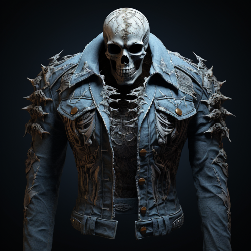 Stylish skeleton-designed jeans jacket