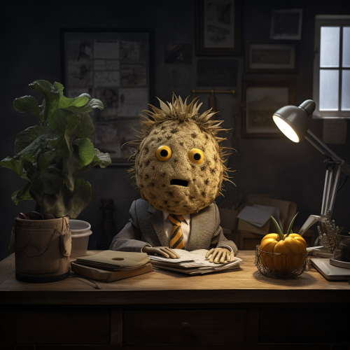 Unique Character with Jerusalem Artichoke Body and Desk Head