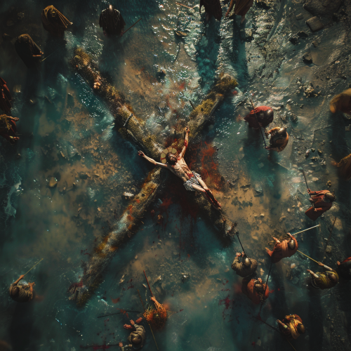 Jesus on Cross Drone Shot