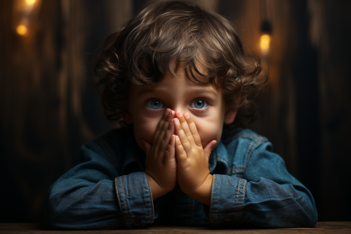 Young Jewish boy covering his eyes
