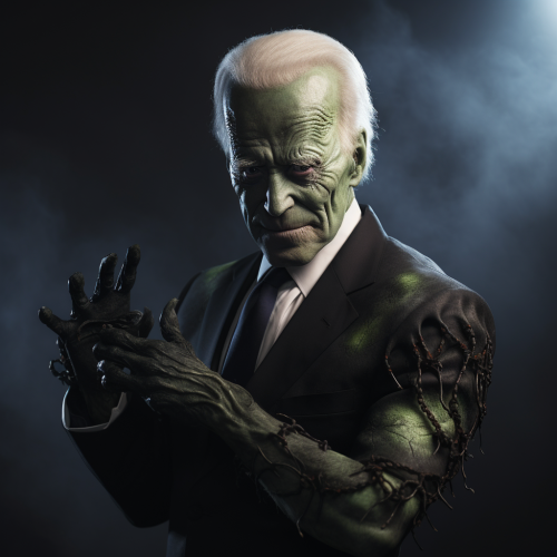 Joe Biden dressed as Doyle Frankenstein
