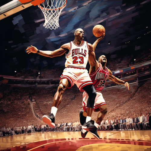 Michael Jordan dunking on LeBron James