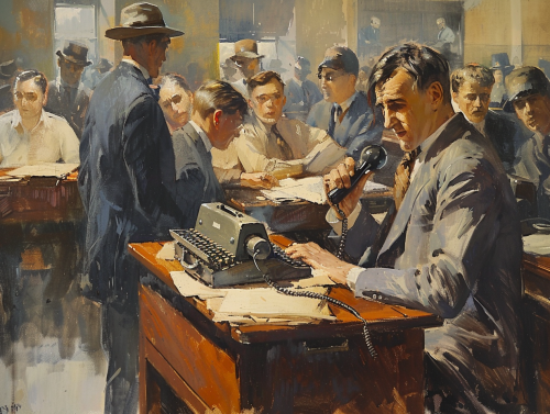 journalist typing busy news room 1920s journalist typing busy news room 1920s