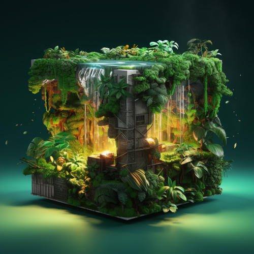 3D blockchain with jungle visual