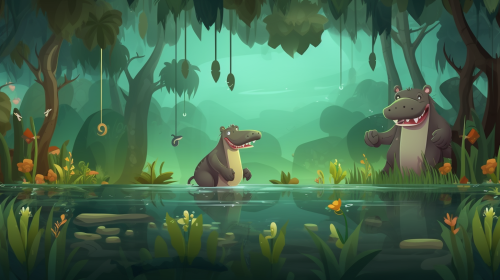 Jungle Game with Lovable Hippopotamus Jungle Game with Lovable Hippopotamus