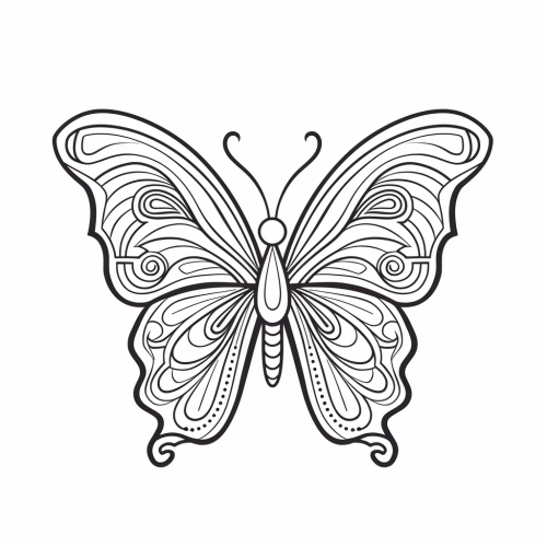 Kawaii Style Butterfly Coloring Page