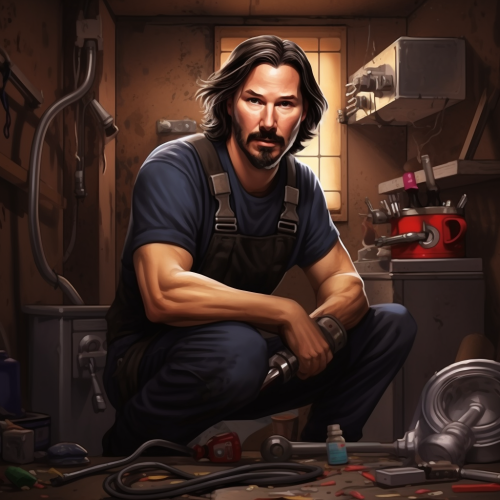 Keanu Reeves fixing plumbing with expertise