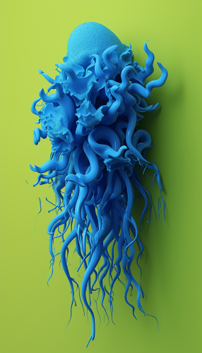 Ken Price-style bright blue plasticine sculpture