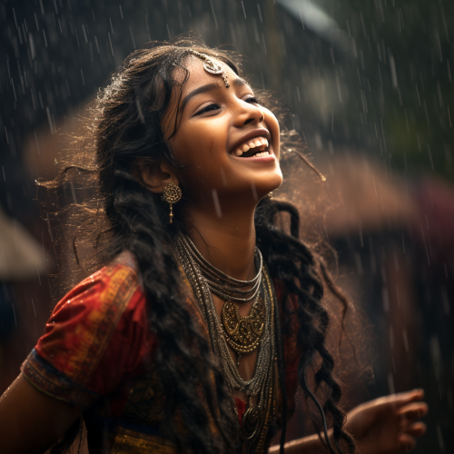 Beautiful Kerala Girl Dancing in Rain