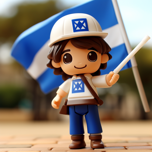 Kid playing with Playmobil and Israel flag