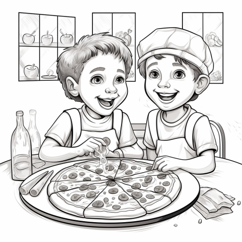 Coloring Page of a Pizza