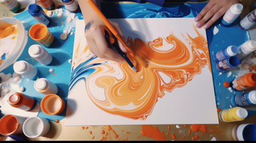 Kids crafting with glue bottle