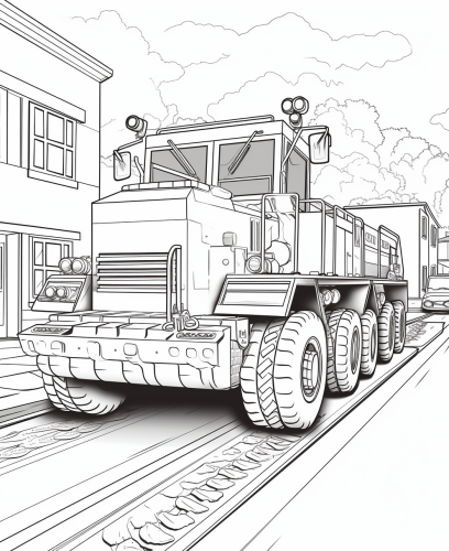 Cartoon-style road construction coloring page