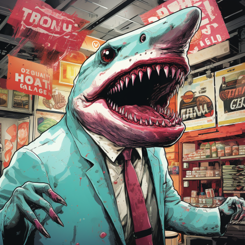 Fierce killer shark in shopping mall Fierce killer shark in shopping mall