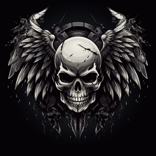 Menacing Skull with Intricate Wings