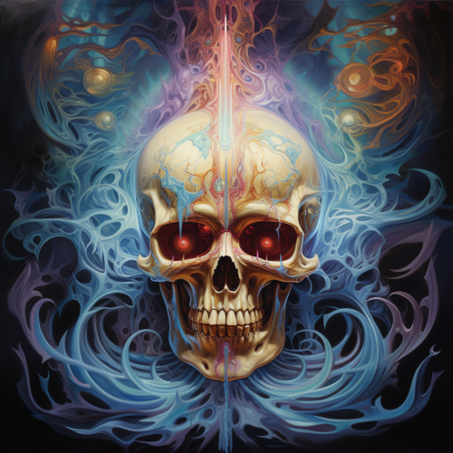 Mystical flow of light through a soul's skull Mystical flow of light through a soul's skull