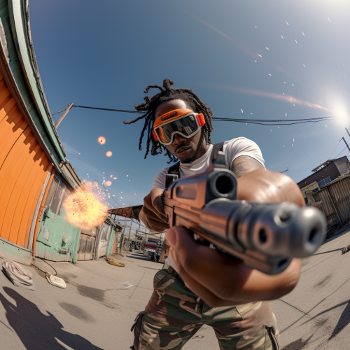 King Von shooting pistol with silencer