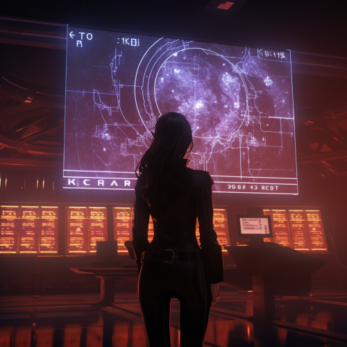 Kira standing at data terminal