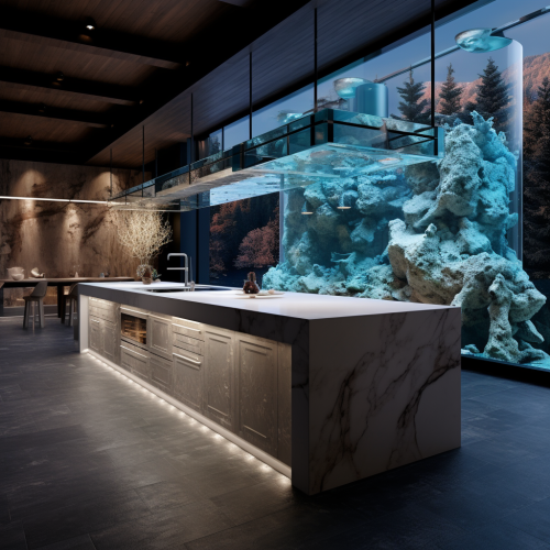 Kitchen with Aquarium in Mansion