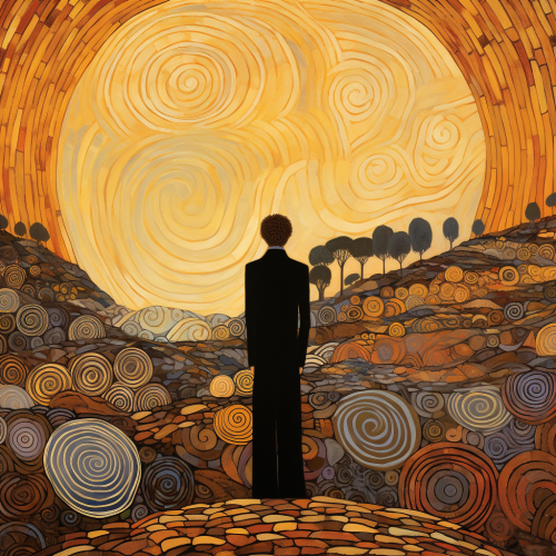 Klimt style foolish grin illustration