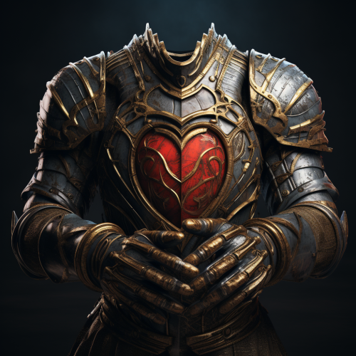 Knight holding heart with hand Knight holding heart with hand