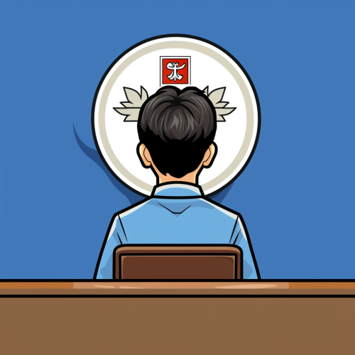 Back icon in Korean high school classroom