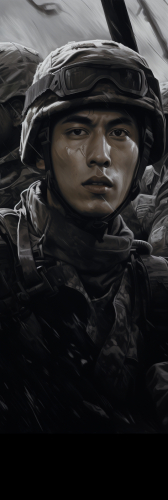 South Korean soldiers celebrating victorious moment